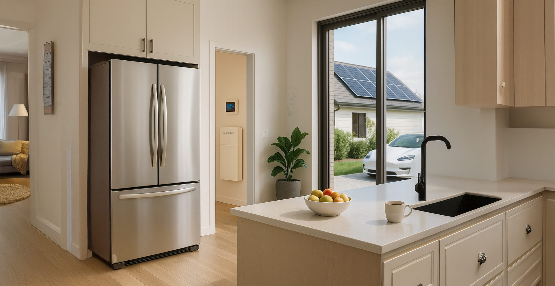 Moderne woning met een thuisbatterij van Anodion.